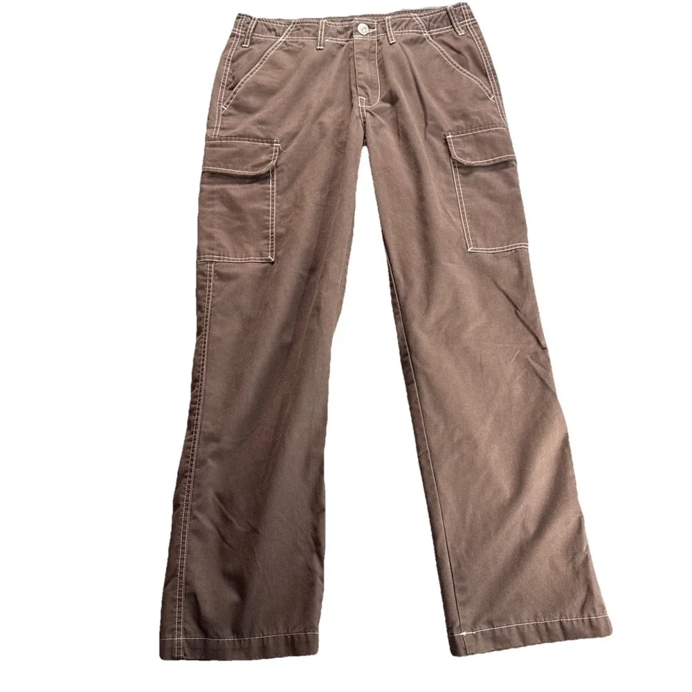 True Religion‎ Brown Men's Cargo Pants Side Pockets Stitching Detail Size 32